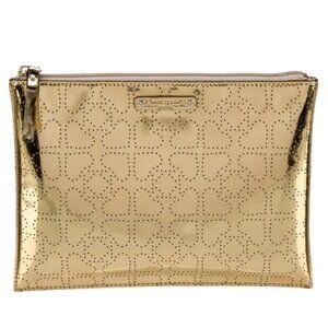 KATE SPADE perfed gold metallic Metro Spade large Pouch
